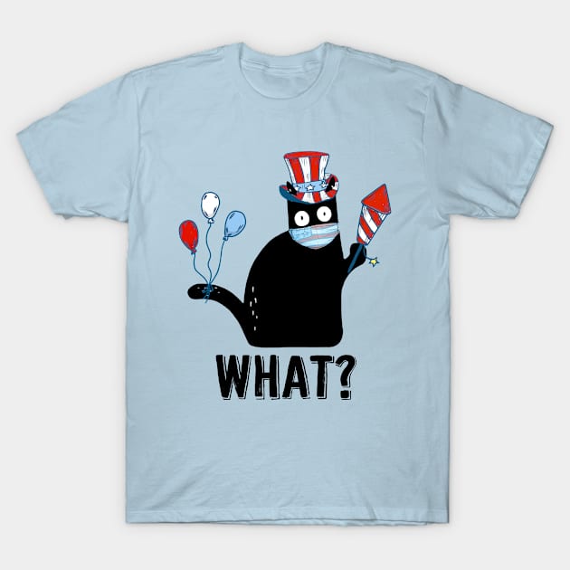 USA Black Cat 4th of July T-Shirt by AllWellia